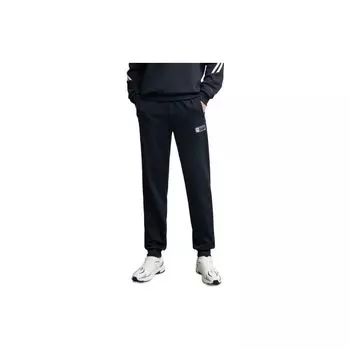 Anta Solid Patch Logo Print Вязаные джоггеры на флисовой подкладке, мужские брюки, черные 152247317-4 4XL