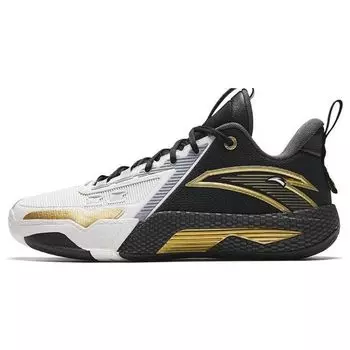 Anta Speed Battle 5 Comfortable Fashion Round Toe Shock Absorbing Wear Resistant Mid Top Basketball Shoes Men sneaker Black White 112341113-1 44.5