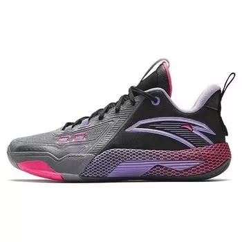 Anta Speed Battle 5 Round Toe модные амортизирующие прочные баскетбольные кроссовки среднего размера мужские кроссовки черные серые фиолетовые 112341113-8 41