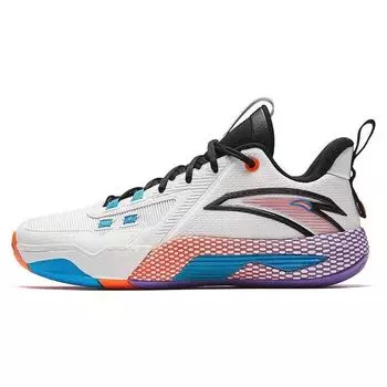 Anta Speed Battle 5 Round Toe удобные амортизирующие прочные баскетбольные кроссовки среднего размера мужские баскетбольные кроссовки белые черные синие 112341113-3 42.5