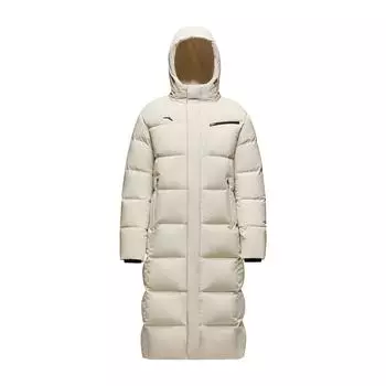 Anta Speed Warm Hot Technology Water-Resistant Duck Down Long Hooded Down Jacket Men outerwear Milled-Gray 952447910-2 3XL