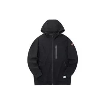 Anta сплошной цвет с логотипом дышащая куртка на молнии с капюшоном мужская куртка черная 152230715-2 L