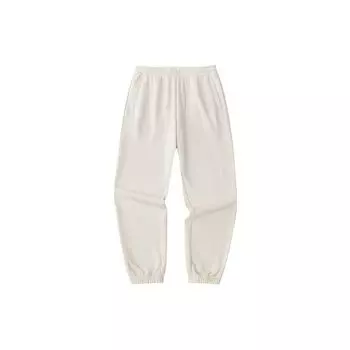 Anta Спортивные брюки Lifestyle Series, однотонные, средней талии, с манжетами, из флиса, трикотажные, женские, на утином пуху, белые 962348304-1 M