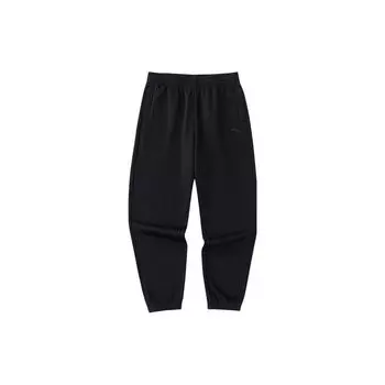 Anta Спортивные брюки Lifestyle Series Solid Color с манжетами из флиса, трикотажные, мужские, базовые, черные 152348310-3 M