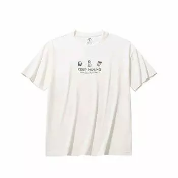 Anta Sports Lifestyle Series Letter Round Neck Breathable Versatile Loose Short Sleeve T-Shirt Unisex Tops Warm-Jade-White 972528107-1 S