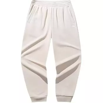 Anta Sports Lifestyle Series Micro-Elastic Wear-Resistant Mid-Rise Fleece-Lined Tapered Knit Joggers Men Joggers Light-Khaki 952517306N-4 S