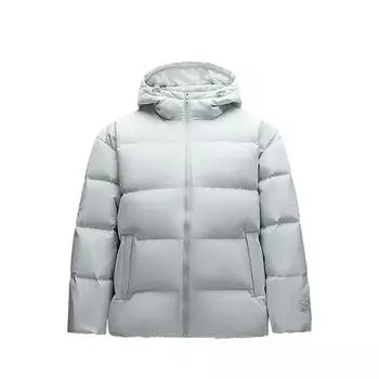 Anta Sports Lifestyle Series Pioneer Series Letter Zipper Hooded Comfortable Breathable Loose Down Jacket Women outerwear White Gray Green 962448905-7 XS