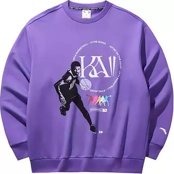 Anta Sports Lifestyle Series Printed Letter Crew Neck Comfortable Breathable Loose Sweatshirt Men sweatshirt Fluorescent-Grape-Purple 172441708-6 M