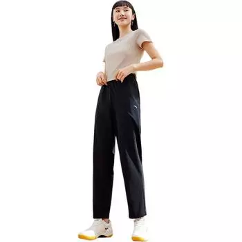 Anta Sports Lifestyle Series Solid Color Comfortable Versatile Simple Knitted Sports Pants Women bottoms Black 962527302-3 XS