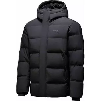 Anta Sports Lifestyle Series Solid Color Zipper Hooded Comfortable Breathable Short Down Jacket Men outerwear Basic-Black 452440206-2 3XL