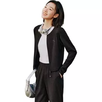 Anta Sports Lifestyle Series Solid Color Zipper Comfortable Breathable Versatile Jacket Women jackets Black 962517706-3 XS