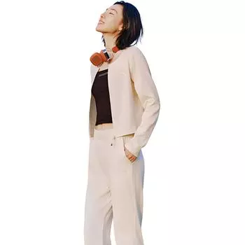 Anta Sports Lifestyle Series Solid Color Zipper Comfortable Breathable Versatile Jacket Women Jacket Vanilla Cream 962517706-1 L
