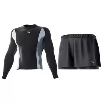 Anta Sports Trendy Slim Fit Comfortable Breathable Swimwear Set Men swimwear Black 9824232415 L