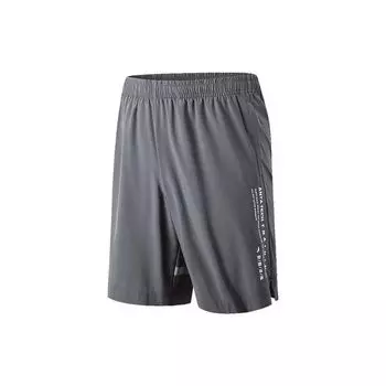 Anta SS22 Быстросохнущие дышащие беговые шорты из ледяного шелка, однотонные свободные шорты с буквенным принтом, мужские шорты с пятью точками, серо-серые 952227304-1