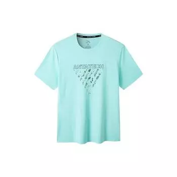 Anta SS22 Дышащая повседневная вязаная футболка в полоску с логотипом, мужские топы, ледяной синий, зеленый 152227123-2 XXL