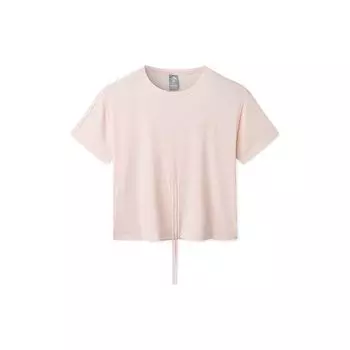 Anta SS22 Ice Silk однотонный плиссированный круглый вырез свитер футболка женские топы розово-розовый 962227721-1 XL
