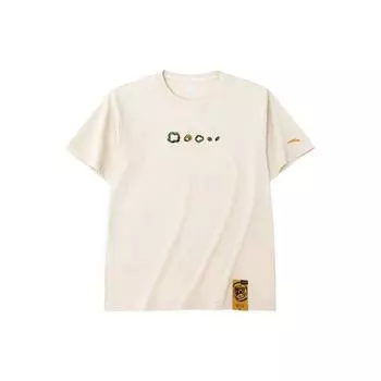 Anta SS22 Однотонная футболка с буквенным узором для гурманов, топы унисекс с круглым вырезом, молочно-белый 152231154-4 XXL