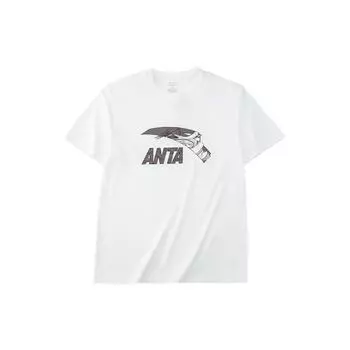 Anta SS22 Повседневная спортивная футболка с буквенным принтом и коротким рукавом унисекс, белые топы 952228157-2 L