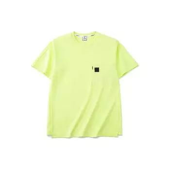 Anta SS22 Solid Color Patch Pocket Crew Neck T-Shirt Men Tops Bright-Yellow 152220157-1
