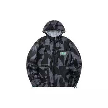 Anta SS22 Тканая куртка с логотипом и полным принтом с капюшоном Мужские куртки черные 152228613-2 XXXL