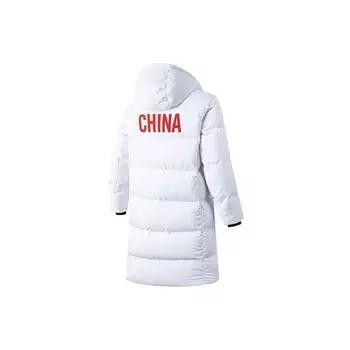 Anta Star Series National Flag Long Sleeve Mid-Length Warm Hooded Down Jacket Unisex Outerwear White 152040929-1 XL