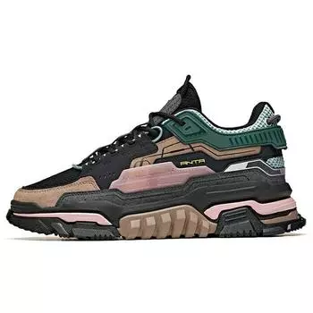 Anta Stealth Fabric Synthetic Leather Comfortable Casual Slip Resistant Durable Low Top Skate Shoes Men sneakers Black Gray Green 912118026-1 40.5