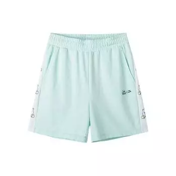 Anta Стиль жизни серии мультфильм медведь буквы узор эластичные трикотажные шорты женские шорты лето-облачно-зеленый 162228333-2 S
