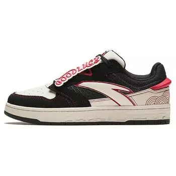 Anta Street Casual Lightweight Slip-Resistant Durable Low-Top Skate Shoes Women sneaker White Black Red 122418051-10 36.5