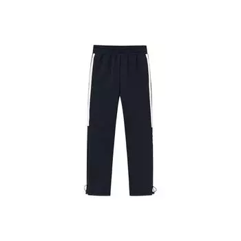 Anta Striped Letter средней посадки флисовые прямые повседневные брюки женские базовые-черные 162348305-2 XL