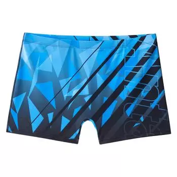 Anta Striped Print Mid-Rise Tight Swim Shorts Men swimwear Blue 1823531454-2 M