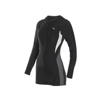 Anta Sun Protection Waist-Defining Detachable Chest Pad Long Sleeve One-Piece Swimsuit Women Swimsuit Black 9825332452-1 M