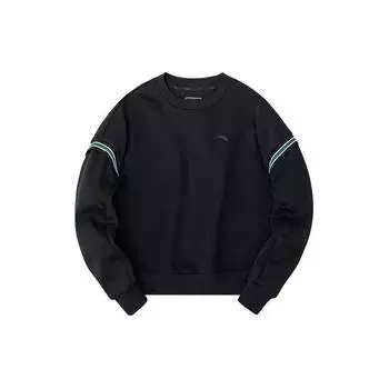 Anta Свободный повседневный свитер-свитшот Color Block, женские топы, базовый, черный 162418752-2 L