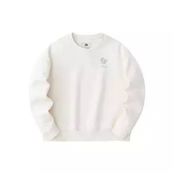 Anta Свободный свитер с длинным рукавом и принтом растений Outdoor Series, женская толстовка Lotus-White 162416705-1 L