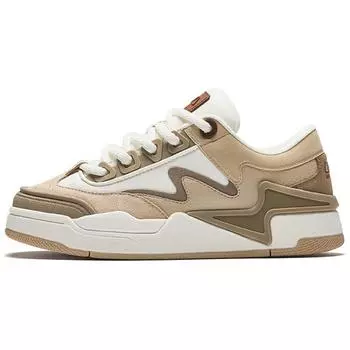 Anta Синтетическая кожа, удобные, универсальные, износостойкие, амортизирующие, нескользящие, низкие, скейтбордные женские кроссовки коричневого и белого цвета 122448081-4 39