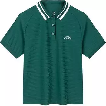 Anta Теннисная серия Цветные блоки Бег Влагоотводящая дышащая рубашка поло с коротким рукавом Женские топы Грибно-зеленый 162433109-1 M