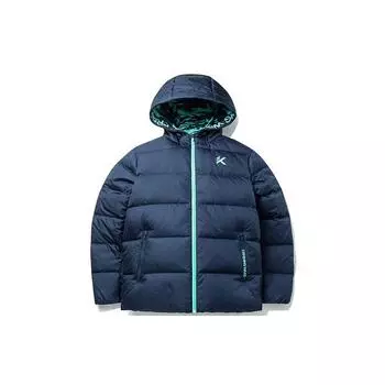 Anta Теплая однотонная куртка с капюшоном и принтом в виде букв, мужская верхняя одежда, синяя 152141903-2 M