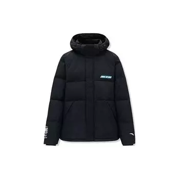 Anta Теплая утепленная куртка-пуховик с принтом букв на молнии, однотонная, мужская верхняя одежда, черная 152241914N-1 S