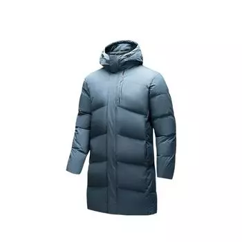 Anta Three-Layer Quick Warmth Four-Defense Technology Duck Down Mid-Length Hooded Down Jacket Men Outerwear Midnight-Gray 952447909-1 2XL