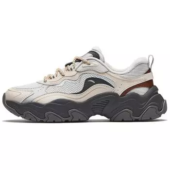 Anta Ткань Meteor Синтетическая кожа 3 Модные тенденции Амортизация Износостойкие Низкие повседневные туфли Женские кроссовки Светло-серо-коричневые 122448856-8 35.5