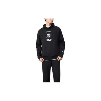 Anta Толстовка с капюшоном Basketball Series Casual с длинным рукавом и принтом в виде букв, мужская толстовка черного цвета 172241704N-3 L
