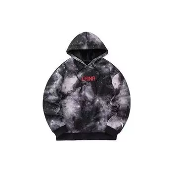 Anta Толстовка с капюшоном и завязками на шнурке с надписью «Звездное небо» унисекс, черная 162140701-1 L