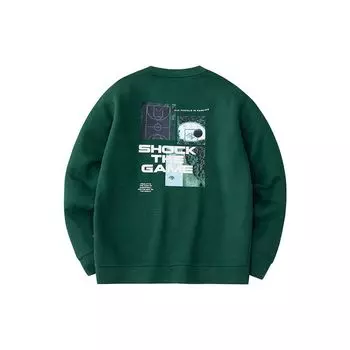 Anta Толстовка с круглым вырезом и большой графической надписью Basketball Series, мужская толстовка темно-зеленого цвета 152411747-4 XL