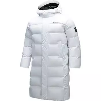 Anta Training Series Craftsmanship Series Letter Zipper Hooded Comfortable Breathable Long Down Jacket Men outerwear Pure-White 952447924-1 S