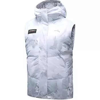 Anta Training Series Hooded Zipper Slim Fit Casual Down Vest Women vest Snow-White Printed 162447903-1 M