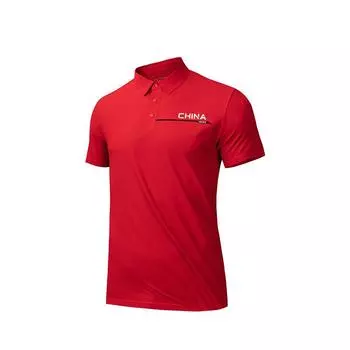 Anta Серия Training Letter Print Повседневная спортивная удобная быстросохнущая рубашка поло с коротким рукавом Мужские рубашки поло Классика-красный 152437101-2 S