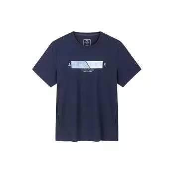 Anta Футболка Training Series с коротким рукавом и круглым вырезом, влагоотводящая, с буквенным принтом, мужская, темно-синяя, 152427102-3 S