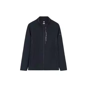 Anta Training Series Letter Print Вязаная спортивная куртка для мужчин, базовые куртки-черный 152337712-2 L
