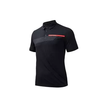 Anta Training Series Letter Pullover Knitted Sports Polo Shirt Men Polo Shirts Basic-Black 152427138-4 S