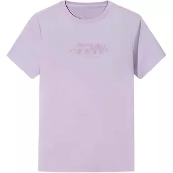 Anta Training Series Letter Round Neck Breathable Versatile Short Sleeve T-Shirt Women T-Shirts Floral-Purple 162527124-3 M