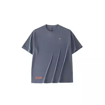 Anta Training Series Letter Round Neck Pullover Short Sleeve Drop Shoulder T-Shirt Men Tops Gray 952427122-2 L